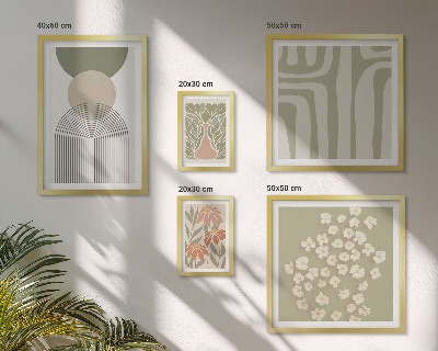 Lot de tableaux encadrés Graphismes végétaux pastel élégants