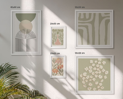 Lot de tableaux encadrés Graphismes végétaux pastel élégants