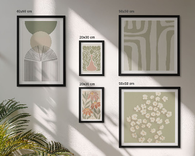 Lot de tableaux encadrés Graphismes végétaux pastel élégants