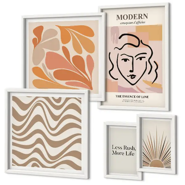 Ensemble de 5 tableaux au style abstrait moderne