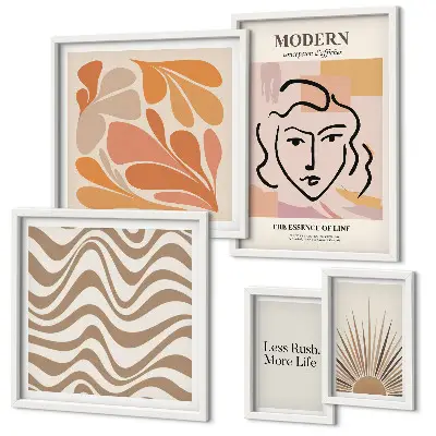 Ensemble de 5 tableaux au style abstrait moderne