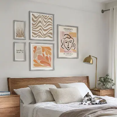 Ensemble de 5 tableaux au style abstrait moderne