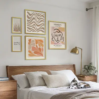 Ensemble de 5 tableaux au style abstrait moderne