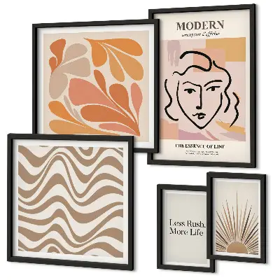 Ensemble de 5 tableaux au style abstrait moderne