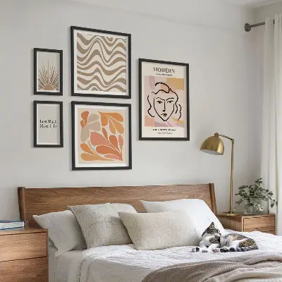 Ensemble de 5 tableaux au style abstrait moderne
