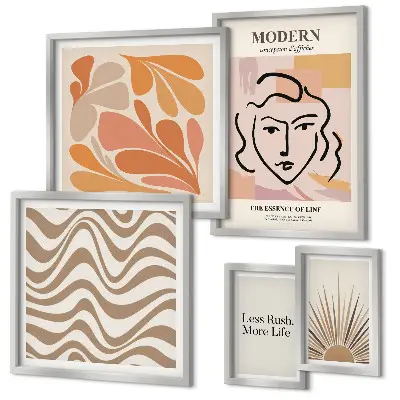Ensemble de 5 tableaux au style abstrait moderne