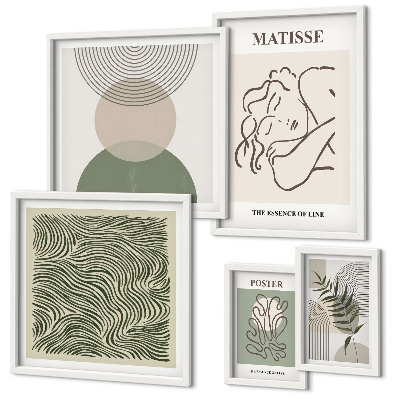 Ensemble de 5 tableaux Compositions végétales minimalistes