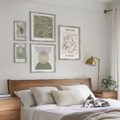 Ensemble de 5 tableaux Compositions végétales minimalistes
