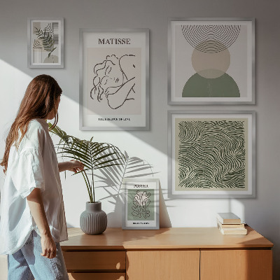 Ensemble de 5 tableaux Compositions végétales minimalistes