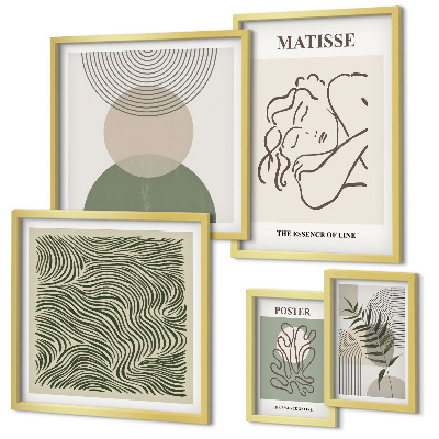 Ensemble de 5 tableaux Compositions végétales minimalistes