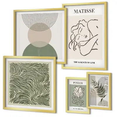 Compositions végétales minimalistes ensemble de 5 tableaux