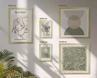 Compositions végétales minimalistes ensemble de 5 tableaux