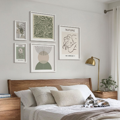 Ensemble de 5 tableaux Compositions végétales minimalistes