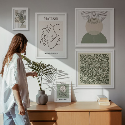 Ensemble de 5 tableaux Compositions végétales minimalistes
