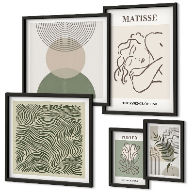 Ensemble de 5 tableaux Compositions végétales minimalistes