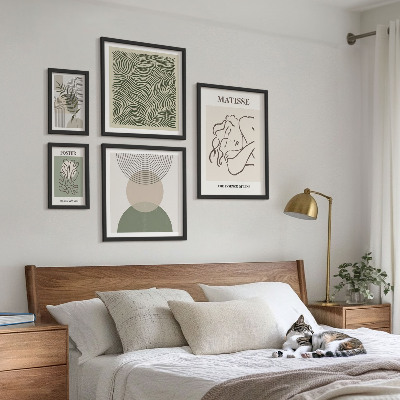 Ensemble de 5 tableaux Compositions végétales minimalistes