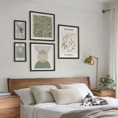 Compositions végétales minimalistes ensemble de 5 tableaux