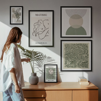 Ensemble de 5 tableaux Compositions végétales minimalistes