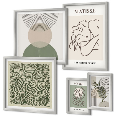 Ensemble de 5 tableaux Compositions végétales minimalistes