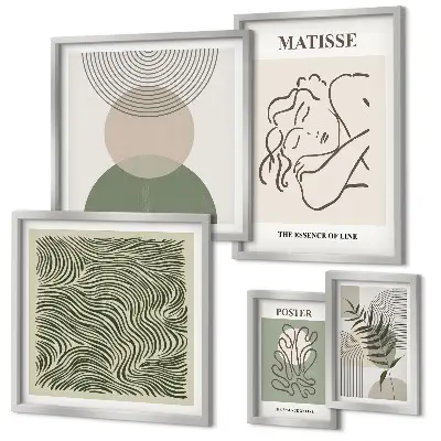 Compositions végétales minimalistes ensemble de 5 tableaux
