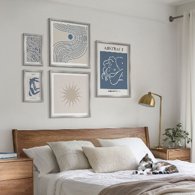Ensemble de 5 tableaux Géométrie abstraite élégante
