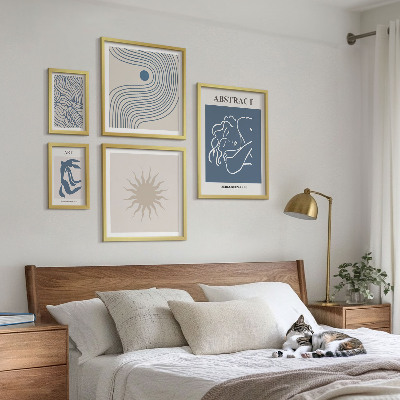 Ensemble de 5 tableaux Géométrie abstraite élégante
