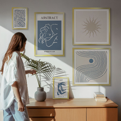 Ensemble de 5 tableaux Géométrie abstraite élégante