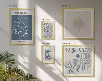 Tableaux géométrie abstraite élégante ensemble de 5 pièces