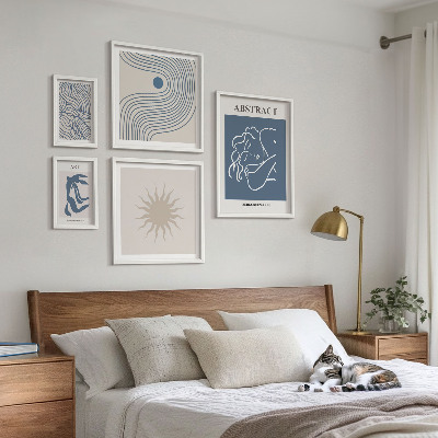 Ensemble de 5 tableaux Géométrie abstraite élégante