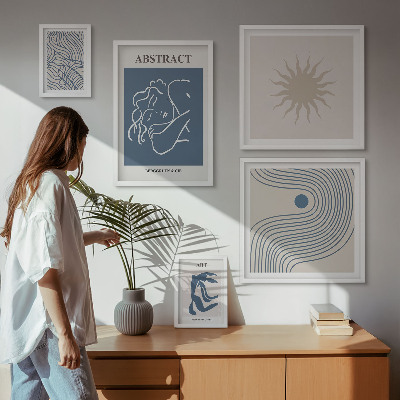 Ensemble de 5 tableaux Géométrie abstraite élégante