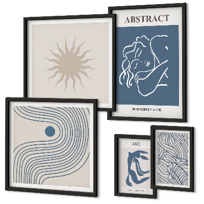 Ensemble de 5 tableaux Géométrie abstraite élégante