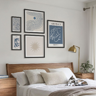 Ensemble de 5 tableaux Géométrie abstraite élégante