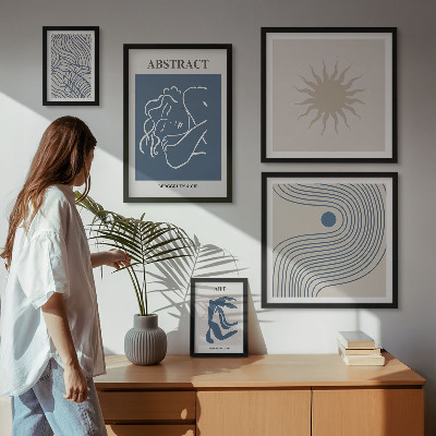 Ensemble de 5 tableaux Géométrie abstraite élégante