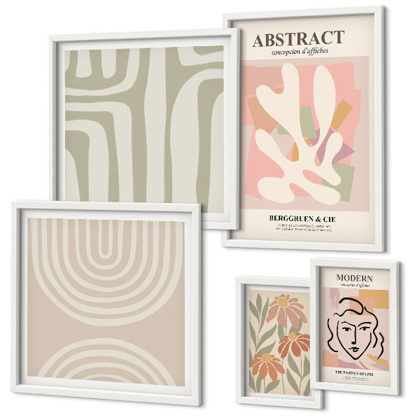 Lot de tableaux encadrés Plantes abstraites élégantes