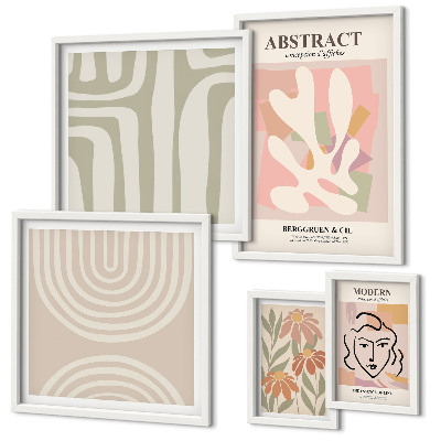 Lot de tableaux encadrés Plantes abstraites élégantes