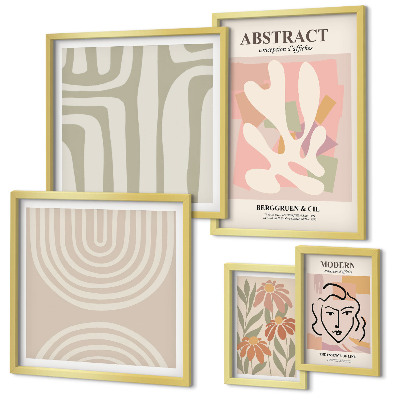 Lot de tableaux encadrés Plantes abstraites élégantes