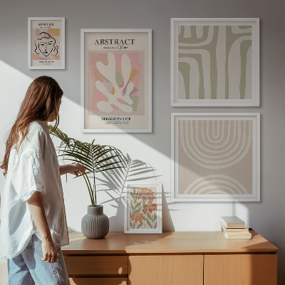 Lot de tableaux encadrés Plantes abstraites élégantes