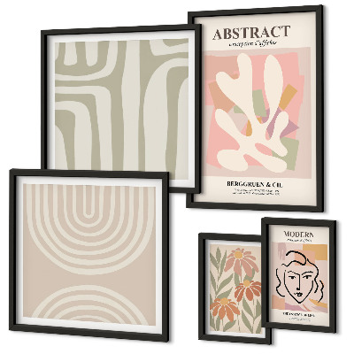 Lot de tableaux encadrés Plantes abstraites élégantes