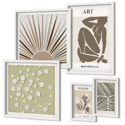 Lot de tableaux encadrés Graphismes végétaux abstraits et stylés