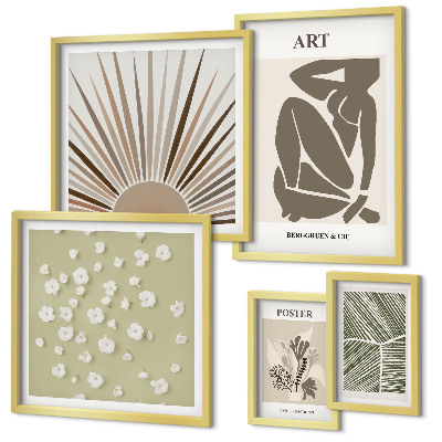 Lot de tableaux encadrés Graphismes végétaux abstraits et stylés