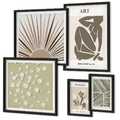 Lot de tableaux encadrés Graphismes végétaux abstraits et stylés