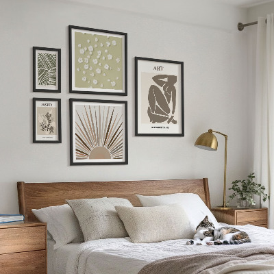 Lot de tableaux encadrés Graphismes végétaux abstraits et stylés