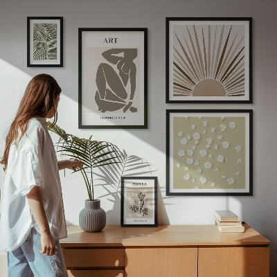 Lot de tableaux encadrés Graphismes végétaux abstraits et stylés
