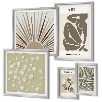 Lot de tableaux encadrés Graphismes végétaux abstraits et stylés