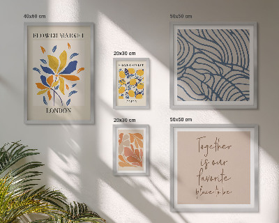 Ensemble de 5 tableaux Motifs floraux Inscriptions de Londres