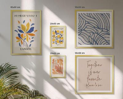 Ensemble de 5 tableaux Motifs floraux Inscriptions de Londres
