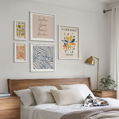 Ensemble de 5 tableaux Motifs floraux Inscriptions de Londres