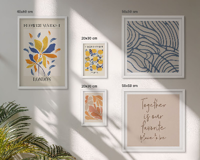 Ensemble de 5 tableaux Motifs floraux Inscriptions de Londres