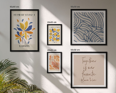 Ensemble de 5 tableaux Motifs floraux Inscriptions de Londres