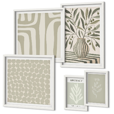 Ensemble de 5 tableaux Motifs végétaux scandinaves